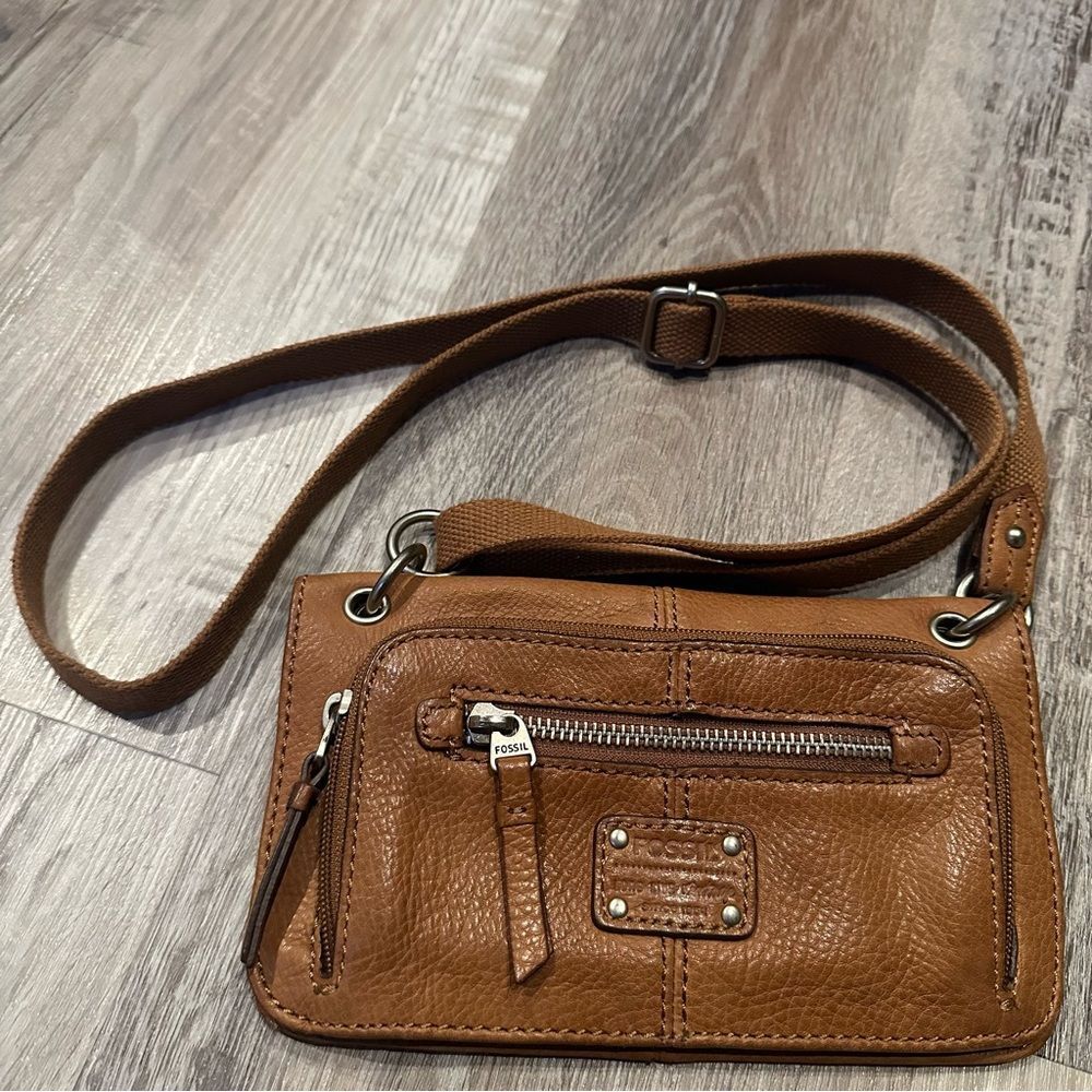 Fossil Brown Leather Crossbody Bag